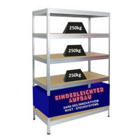 SCHWERLASTREGAL Rivet 180x120x60 cm Fachlast 250 kg Innovatives Stecksystem Verzinkt - Silberfarben, Metall (120/180/60cm) - PROREGAL