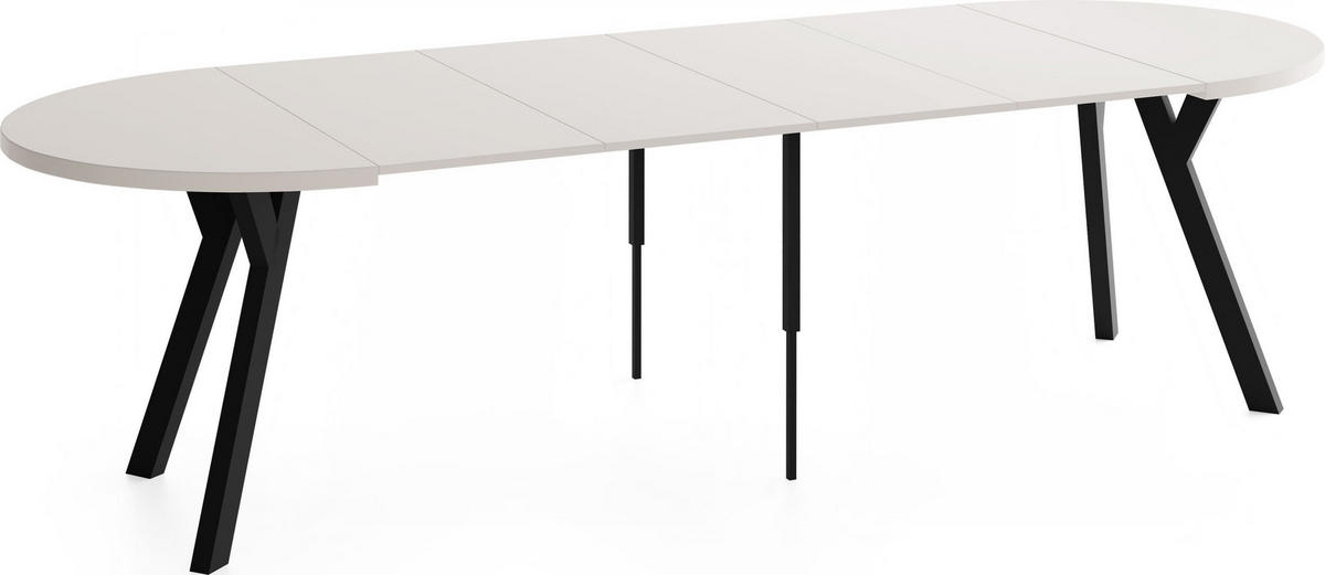 ESSTISCH Vero rund ausziehbar verlängerbar, Kaschmir 100-300/100/77 cm - Kaschmir/Schwarz, Holz/Holzwerkstoff (100/100/77cm) - WFL GROUP