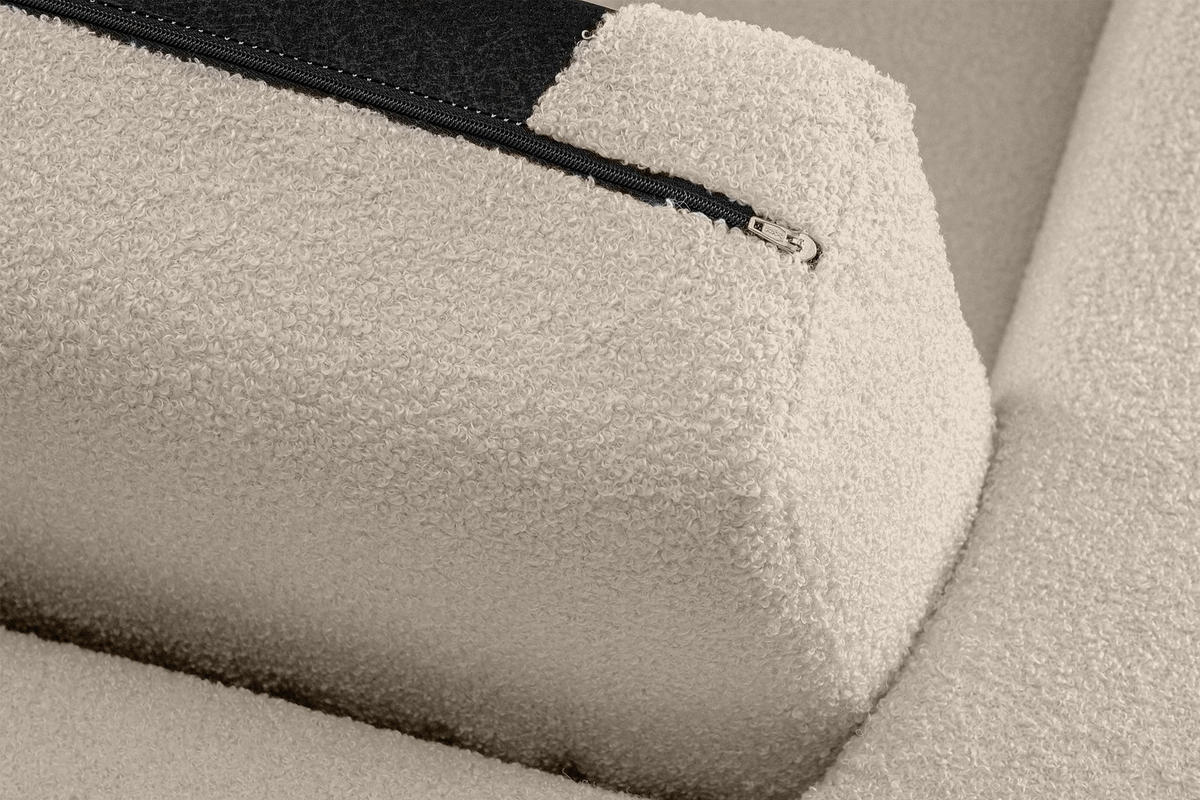 SITZHOCKER TAGIO Pouffe, creme - Creme/Braun, Buchenholz/Textil (65/46/80cm) - KONSIMO®