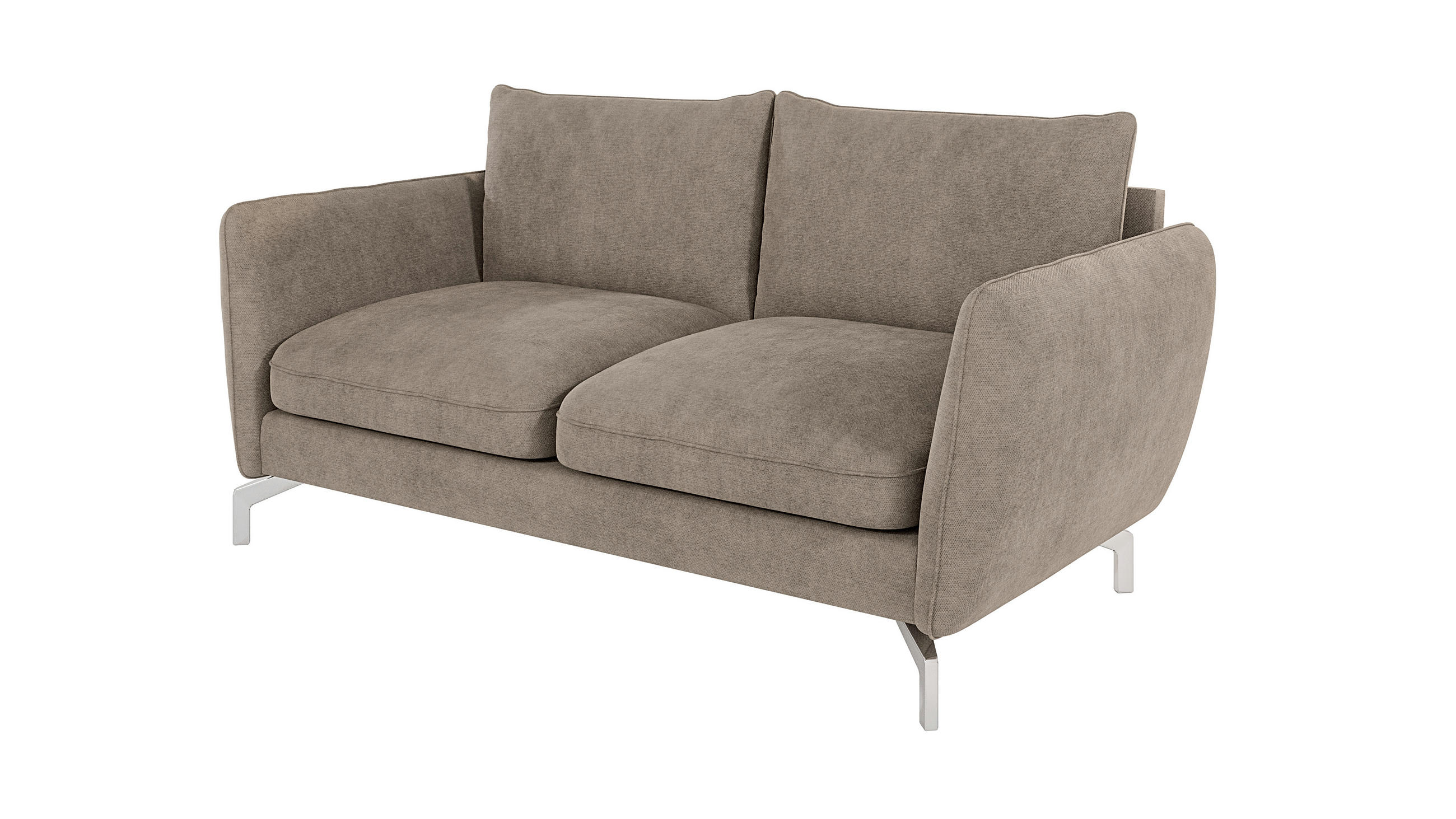 2-SITZER-SOFA Elou Dunkelbeige Microfaser - Chromfarben/Beige, Holz/Textil (172/87/92cm) - S-Style Möbel