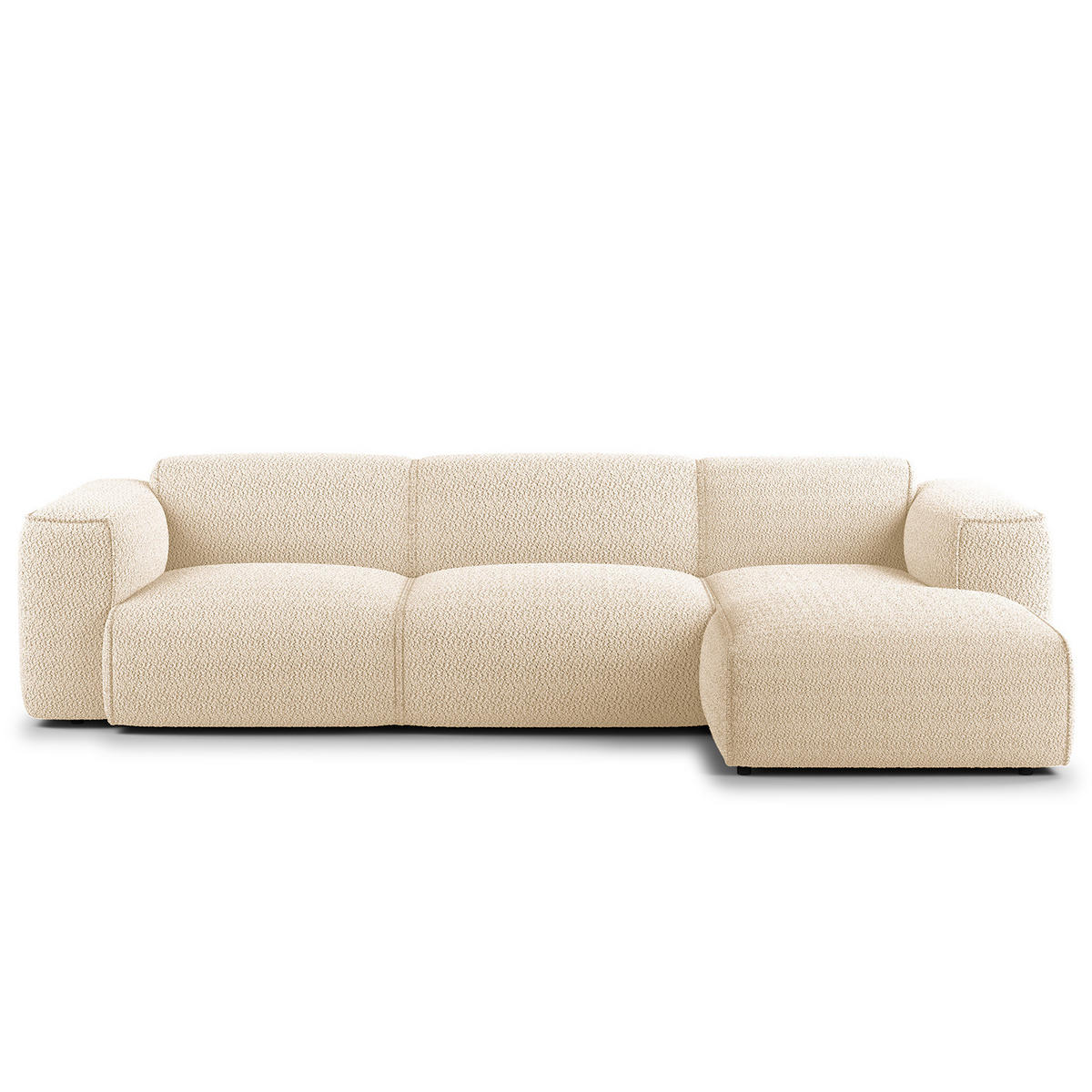 3-SITZER ECKSOFA mit Longchair - Beige/Schwarz, Kunststoff/Textil (284/173cm) - home24