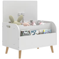 SPIELZEUGTRUHE DE-17281 2-in-1 mit Bücherregal & Sicherheitsscharnier Weiß - Weiß, Holzwerkstoff (40/60cm) - ComfortXL