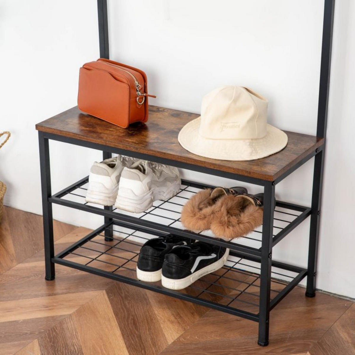 GARDEROBENSTÄNDER BRAUN Schuhaufbewahrung - Braun, Holzwerkstoff (13/182/70cm) - Hoobro