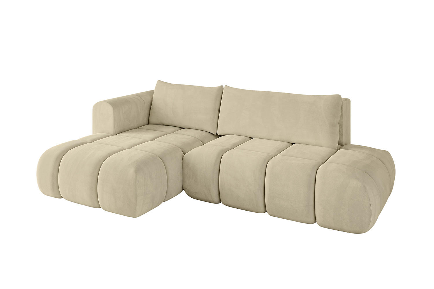ECKSOFA Ottomane Links CLOUD-L 289x180x40 Beige Velours - Beige, Holzwerkstoff/Kunststoff (180/289cm) - ALTDECOR