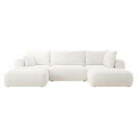 WOHNLANDSCHAFT Ovo Creme Boucle - Creme/Schwarz, Textil (380/95/167cm) - Selsey