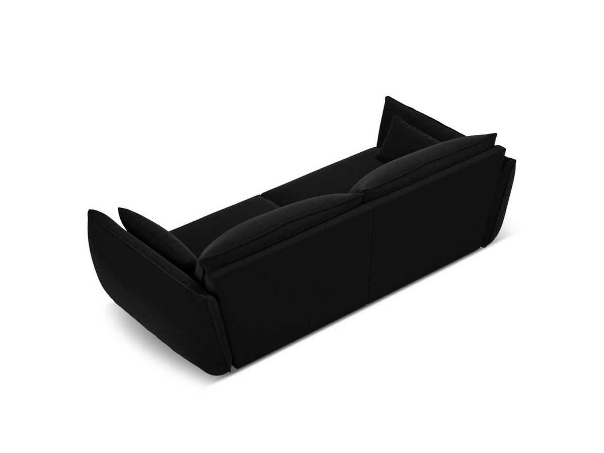 SOFA Kaelle aus Samt schwarz 3 Sitzplätze - Schwarz, Textil (100/85/208cm) - Micadoni