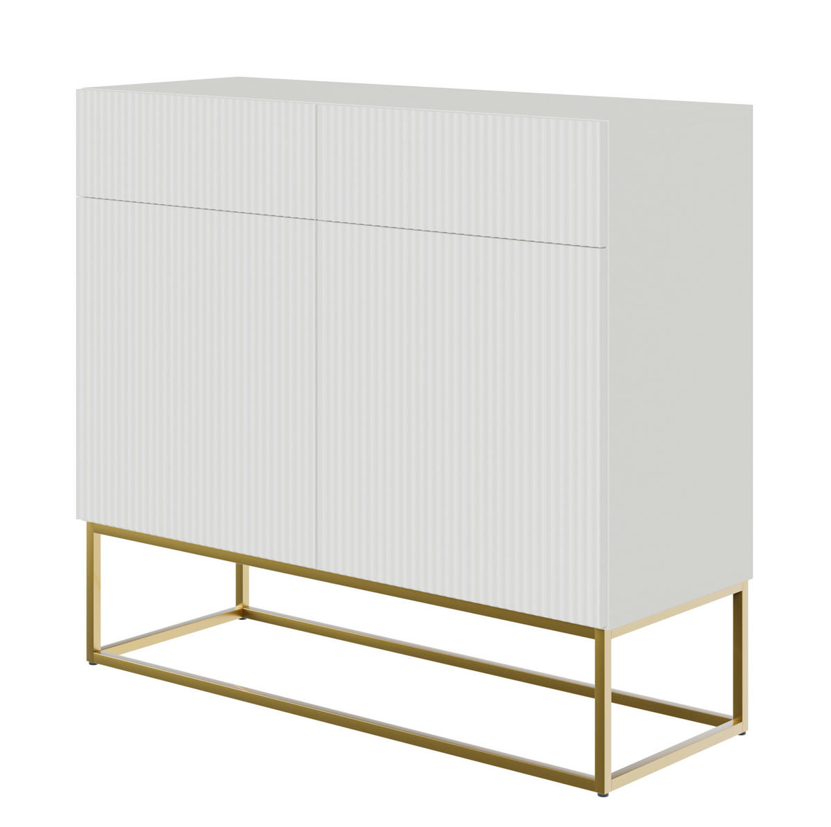 KOMMODE Veldio Weiß mit goldenem Metallgestell 100 cm - Goldfarben/Weiß, Holzwerkstoff/Metall (100/90/38cm) - Selsey
