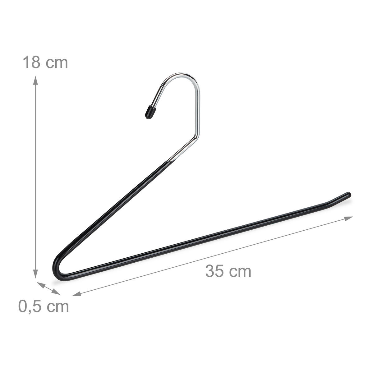 SET Hosenbügel - Schwarz, Kunststoff/Metall (18/0.5/35cm) - Relaxdays