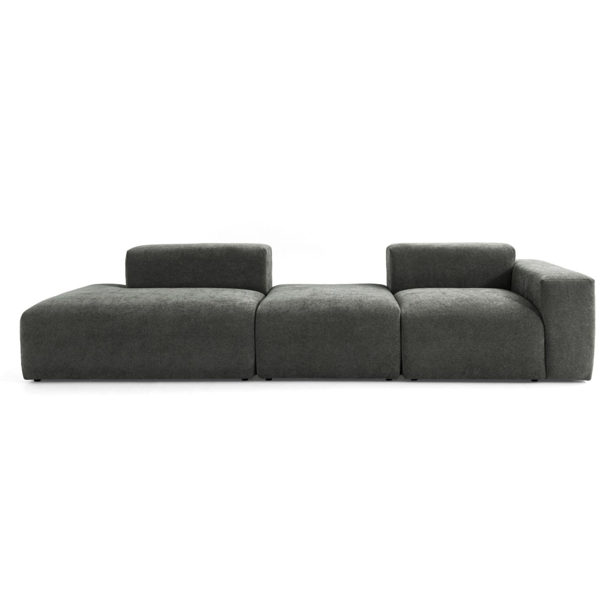 4-SITZER modulares Sofa HEAVEN SET 4 Links, Breite 335 cm Webstoff Dunkelgrau - Dunkelgrau/Schwarz, Holz/Kunststoff (335/71/102cm) - Muffo