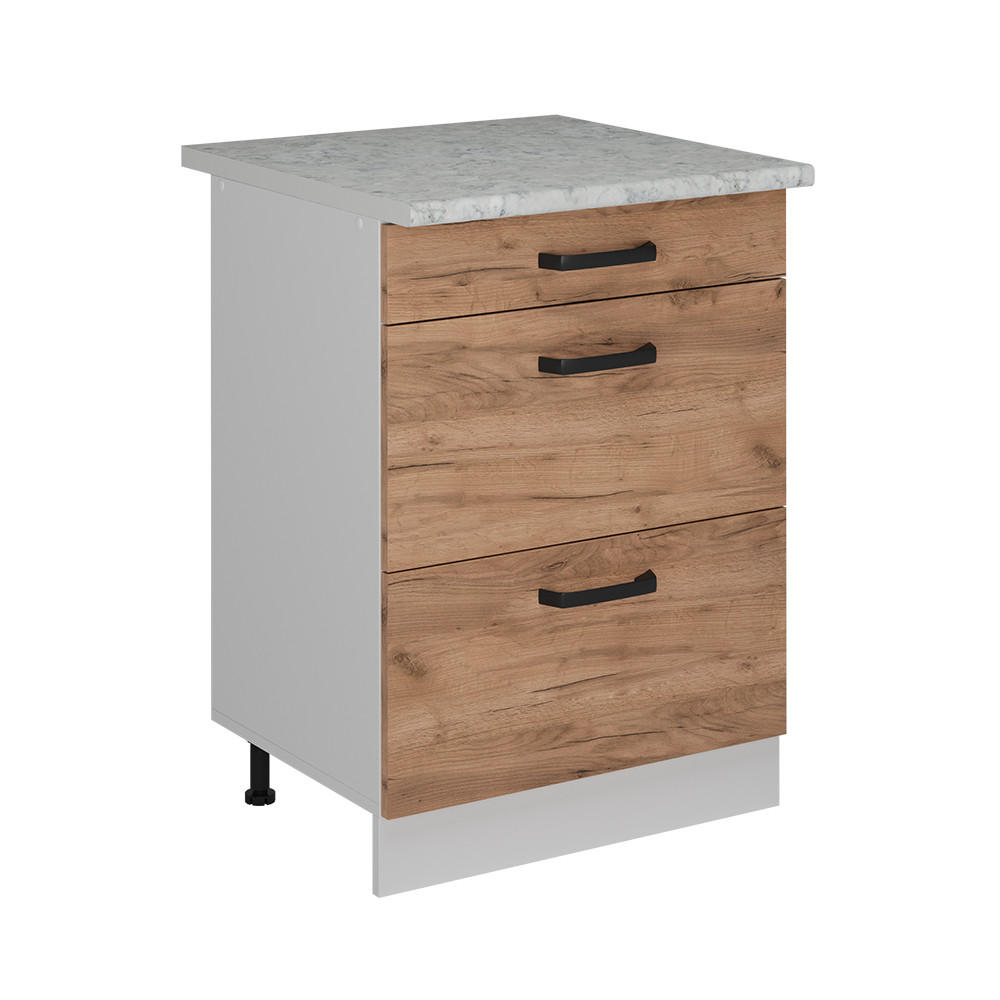 KÖKSUNDERSKÅP R-Line Goldkraft ek 60 cm AP marmor Honungsek, Vit 81.6/60/60 cm