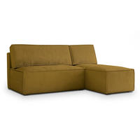 ECKSOFA BRISO M Gelb Velours-Stoff mit Schlaffunktion - Gelb, Holz (200/140cm) - MASSENO