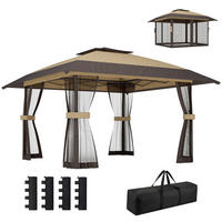 PAVILLON, faltbar, verstellbarer Höhe, Tragetasche, UPF 30+, 4x4 m ,Khaki - Braun, Metall (400/287/400cm) - Vallsero