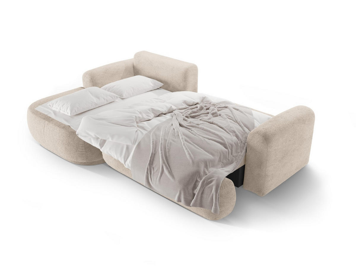 SCHLAFSOFA modular mit Bettkasten links Ella aus strukturiertem Stoff sandfarben 5 Sitzplätze - Sandfarben, Textil (174/271cm) - Micadoni