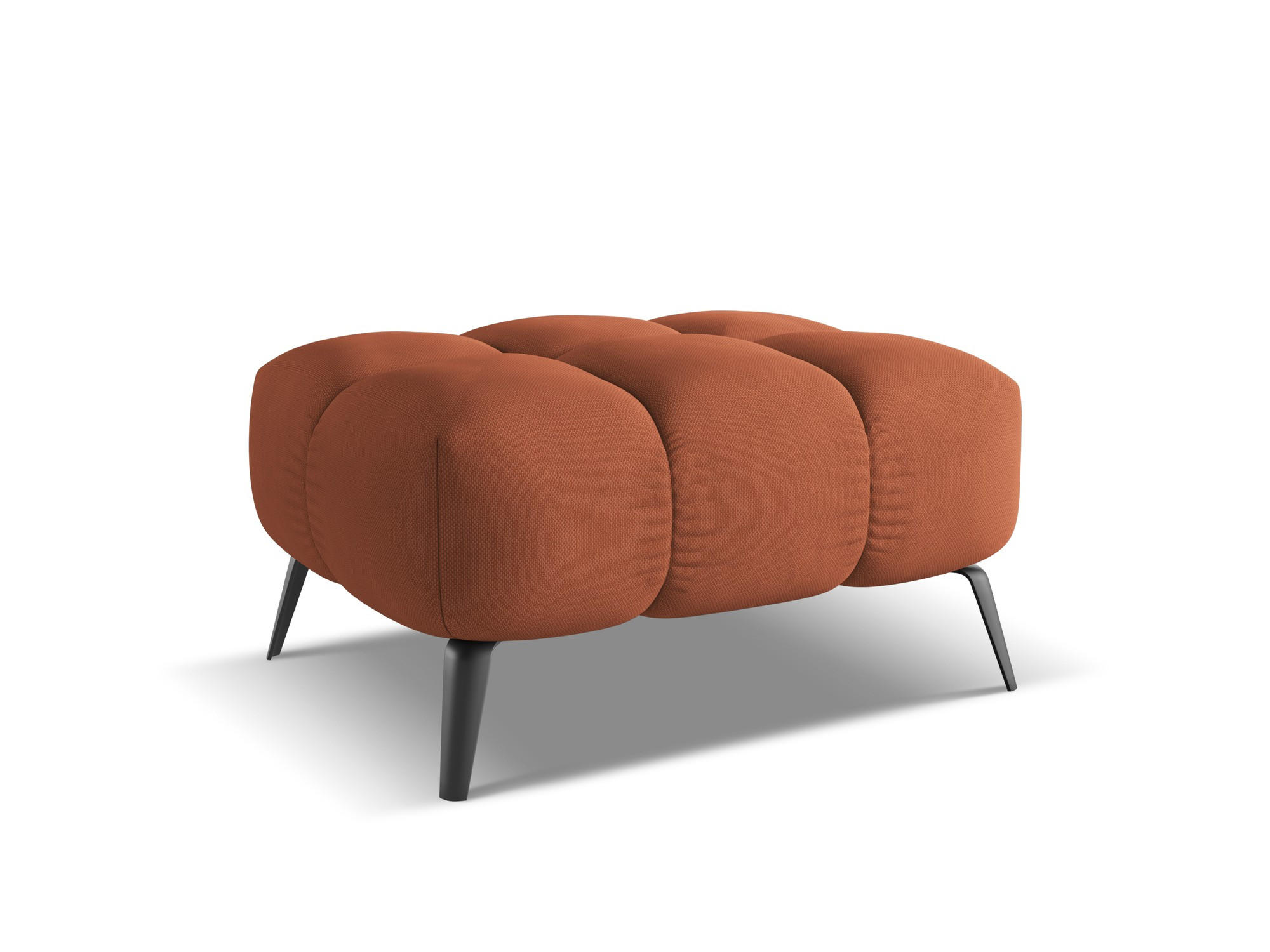 POUF Chenille Stoff Orange - Terra cotta/Schwarz, Kunststoff/Textil (78/41/60cm) - Makamii