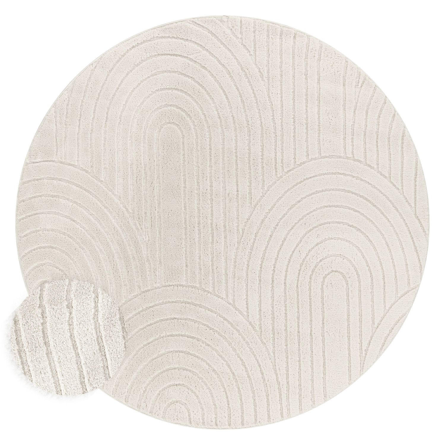 HOCHFLORTEPPICH Creme Ø 120 cm - Creme, Kunststoff (120/120cm) - TT Home