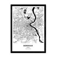 POSTER Karte Von Bordeaux - Frankreich A4 Schwarzer Rahmen - Schwarz, Papier (29.7/5/21cm) - Nacnic