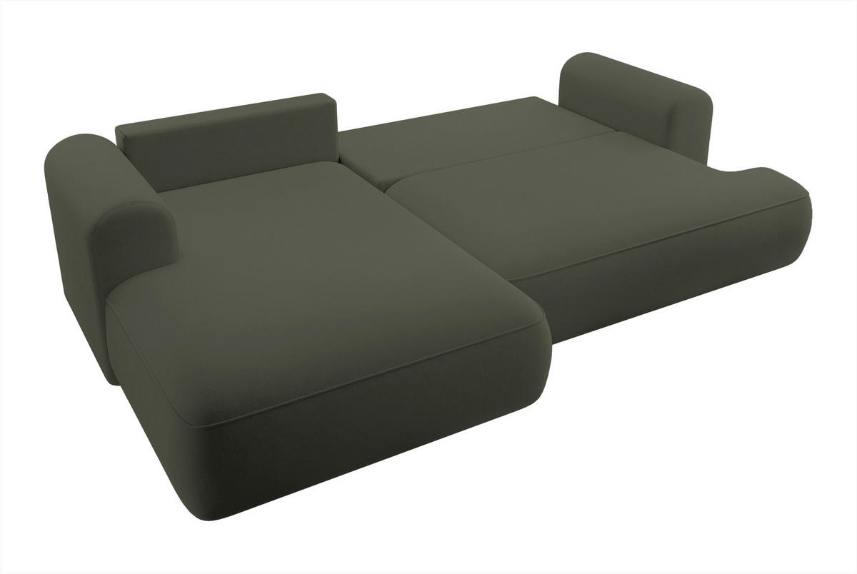 ECKSOFA Ovo Olivgrün Velours - Schwarz/Olivgrün, Kunststoff/Textil (260/165cm) - Selsey