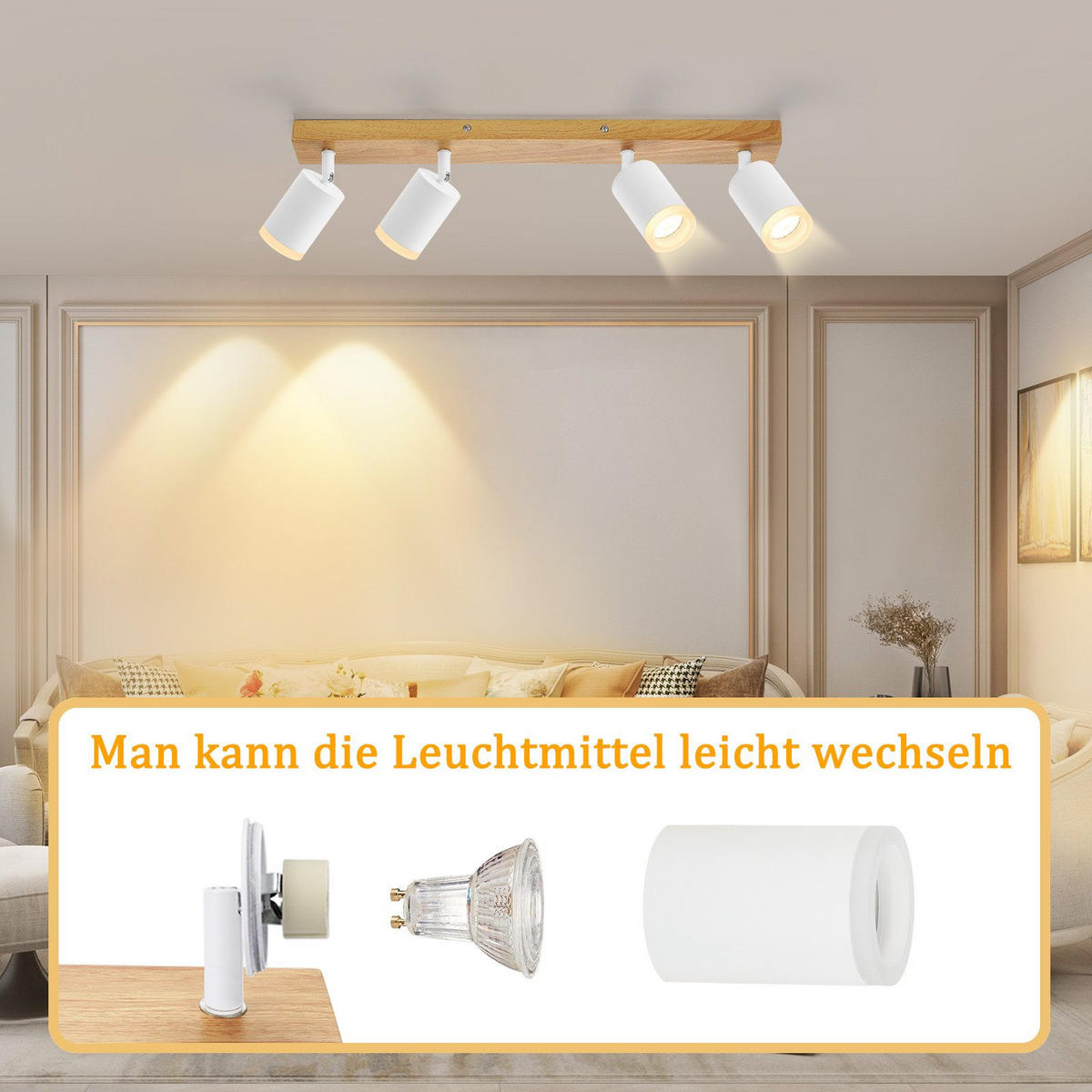 STRAHLER Barsinghausen 4-flammig 54/6/15 cm - Weiß, Metall (54/6/15cm) - Nettlife