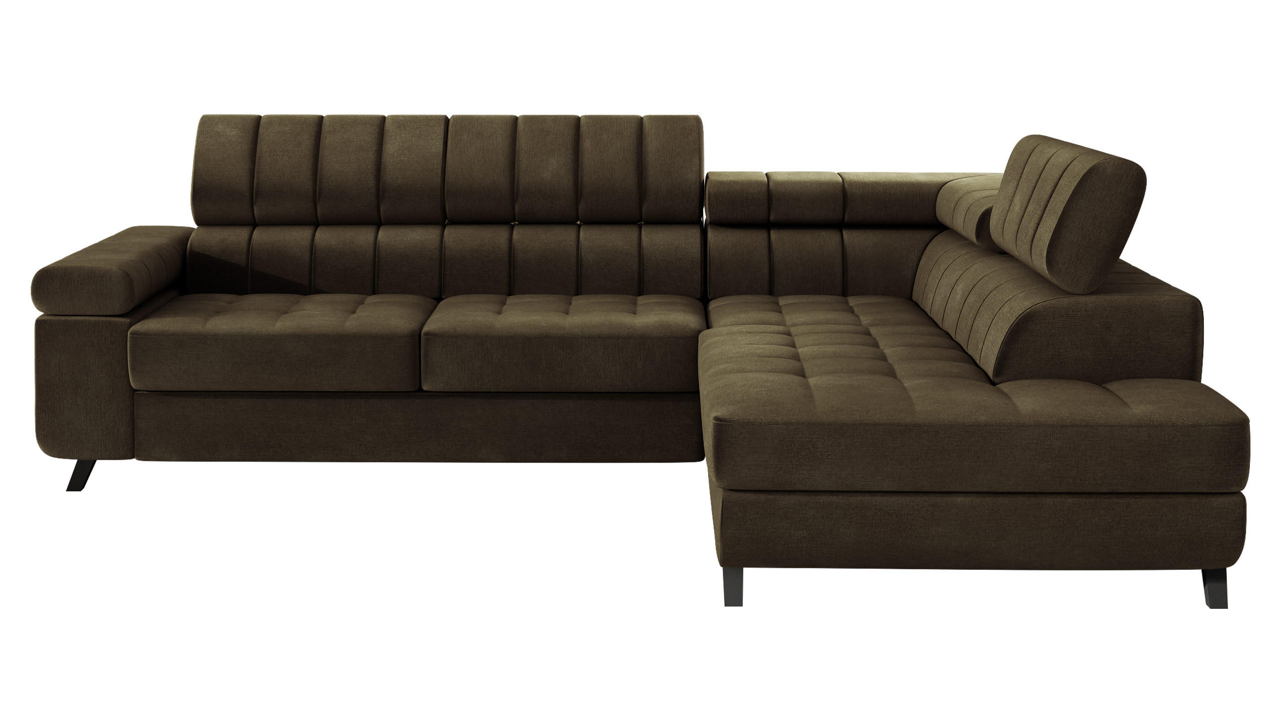 ECKSOFA Nord, Seite: Rechts - Dunkelbraun/Schwarz, Holz/Textil (264/203cm) - MIRJAN24