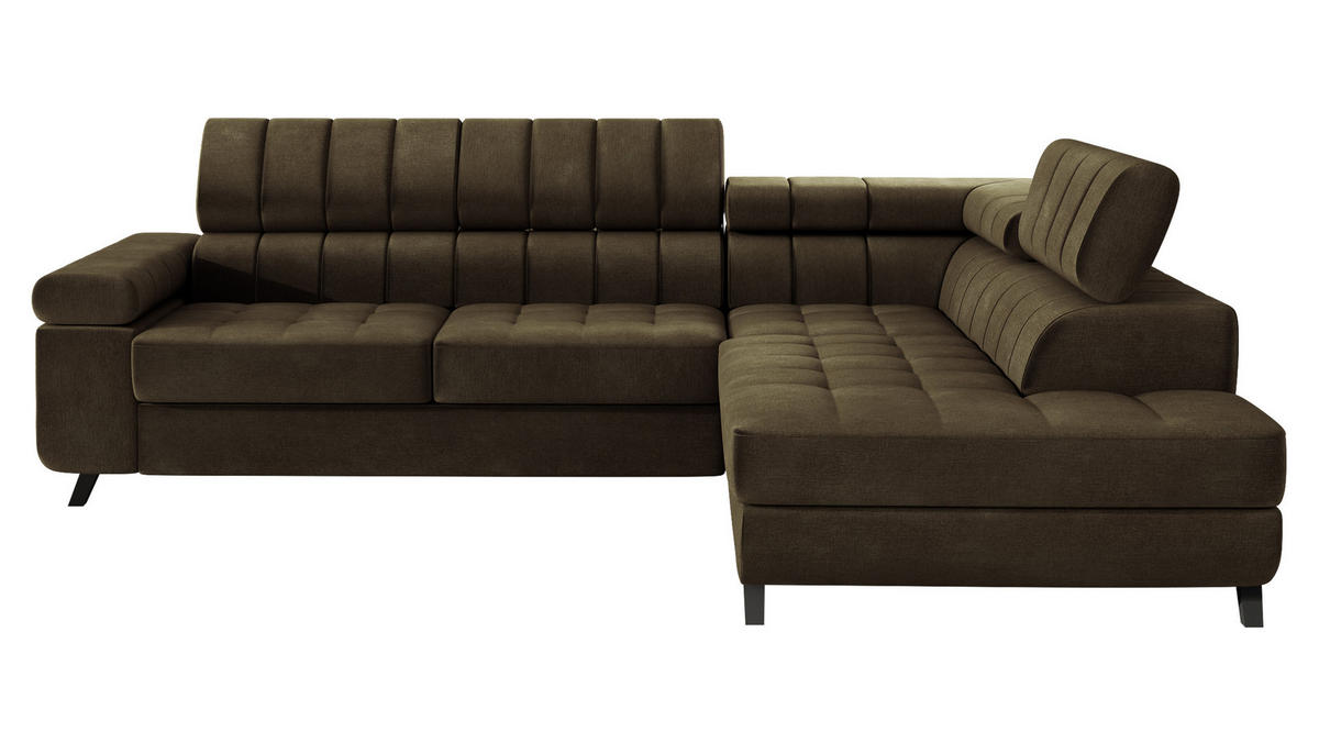 ECKSOFA Nord, Seite: Rechts - Dunkelbraun/Schwarz, Holz/Textil (264/203cm) - MIRJAN24
