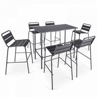 GARTENSET 7-tlg., Grau - Grau, Metall - Oviala
