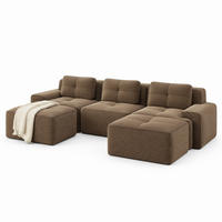 MODULARES 3-Sitzer-Sofa mit Cordbezug in Braun 293x177x69 cm, flexibel stellbar und ohne Montage - Braun, Textil (177/293cm) - IVMEU