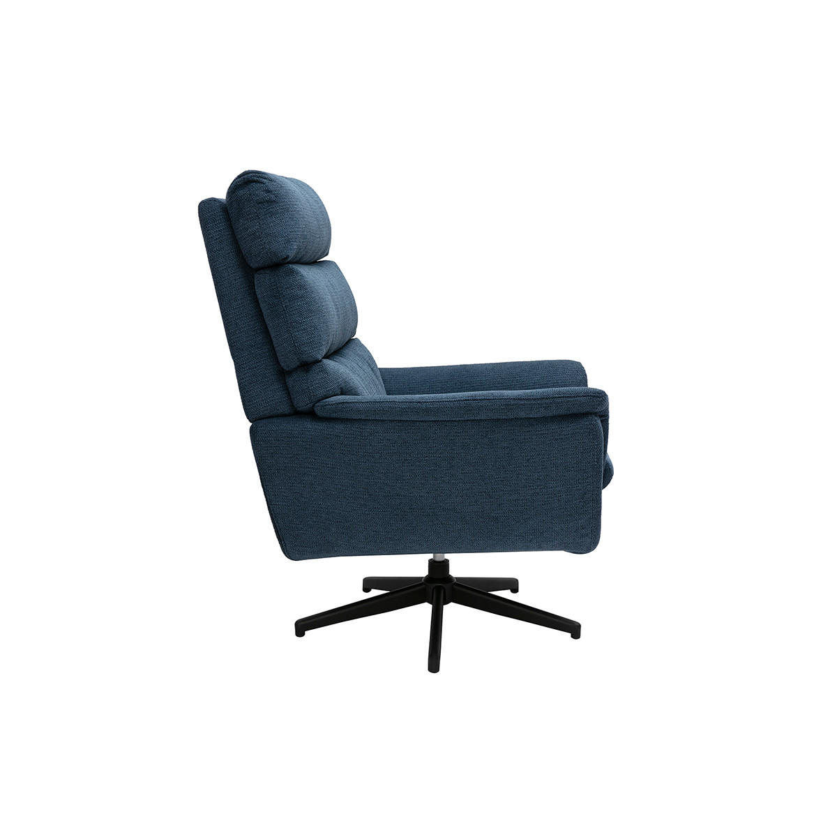 SESSEL drehbar Stoff Dunkelblau Metall JONAH - Dunkelblau, Textil (89.5/105/76cm) - Miliboo