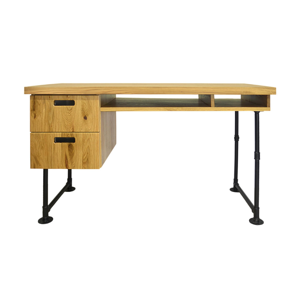 SCHREIBTISCH im industriellen Stil mit metallenen Beinen für das Büro DENAR I - Eichefarben, Holz (60/140/76cm) - Rawood Furniture
