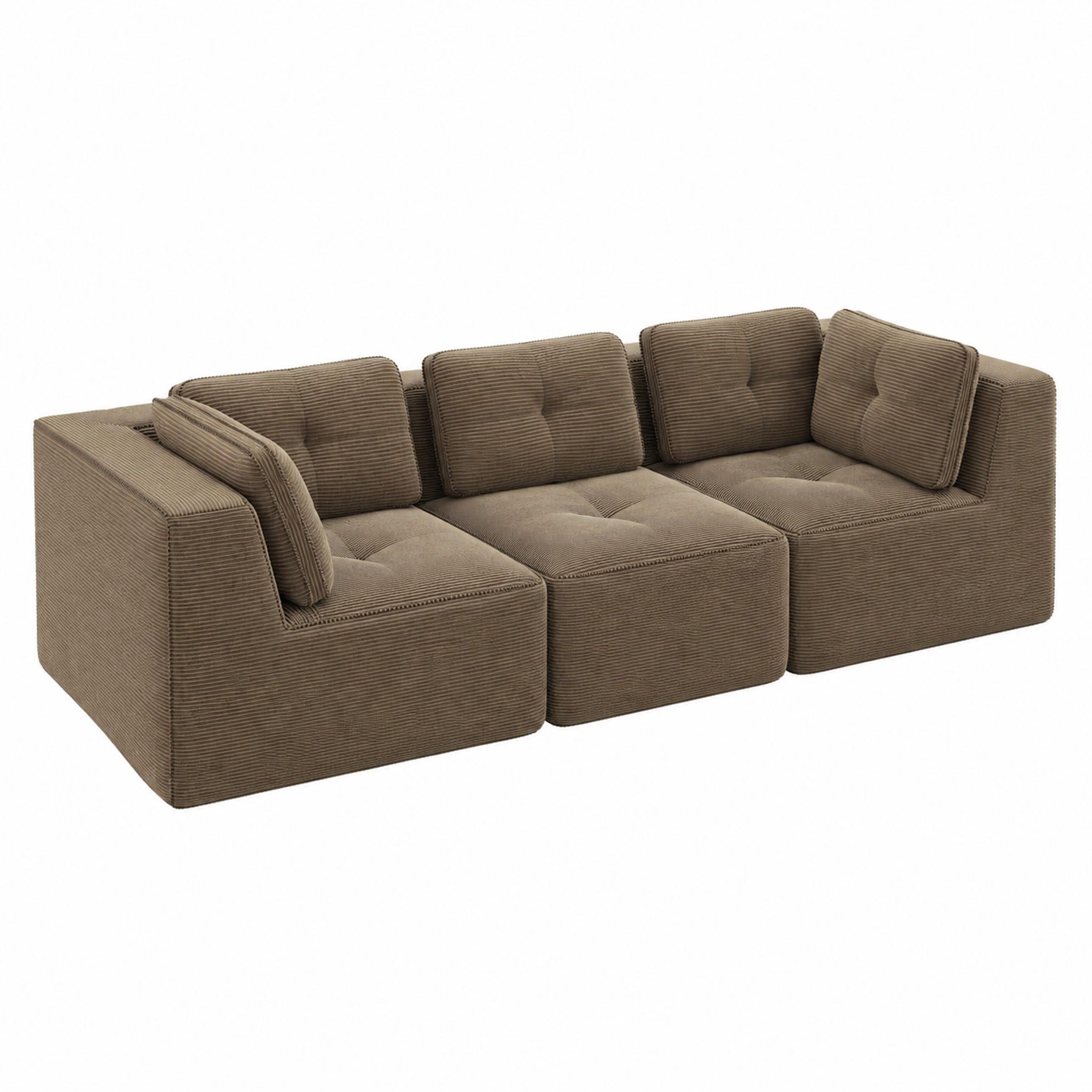 ECKSOFA modular Cord Brown 74 cm Sitztiefe - Braun, Kunststoff (104/69/297cm) - Meubliv