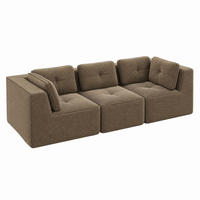 ECKSOFA modular Cord Brown 74 cm Sitztiefe - Braun, Kunststoff (104/69/297cm) - Meubliv