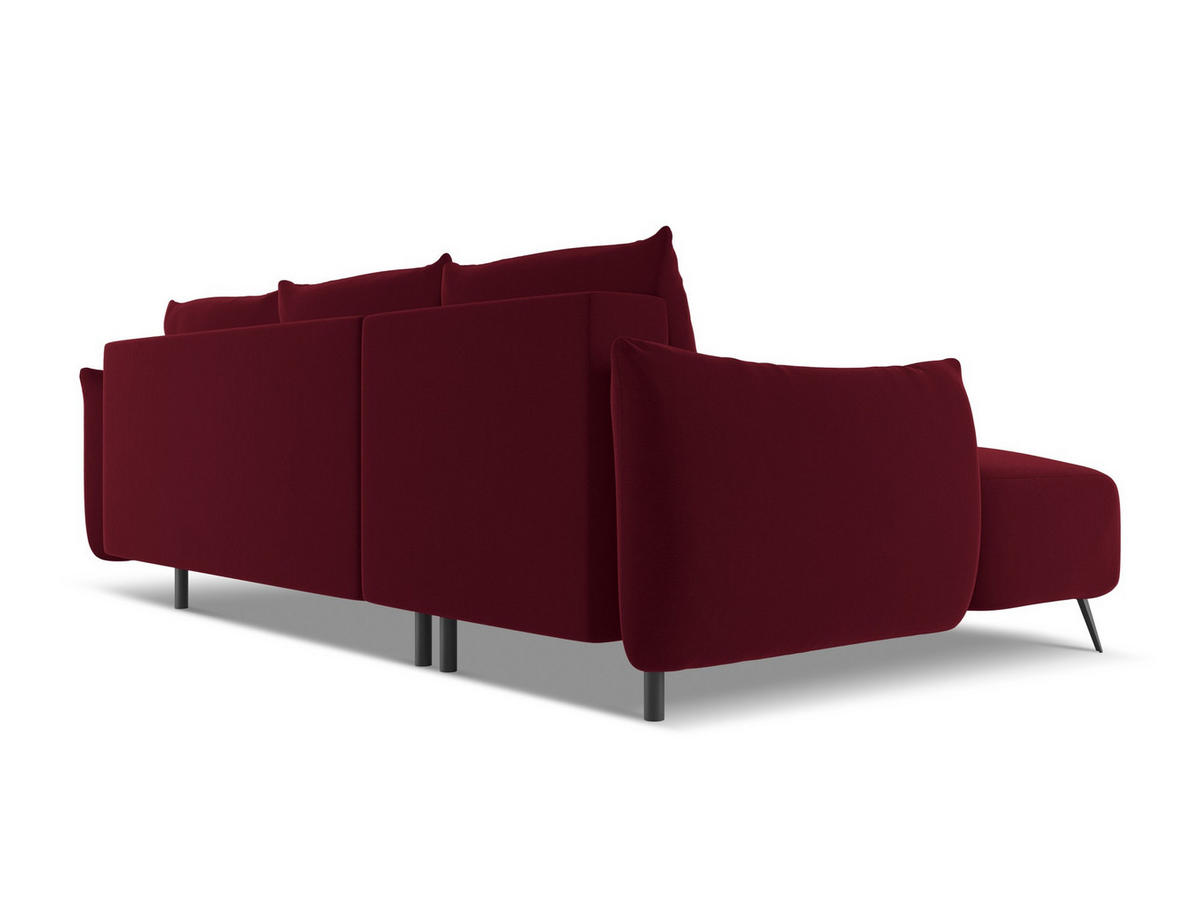 ECKSOFA mit Schlaffunktion Samt Stoff Rot - Bordeaux/Rot, Textil/Metall (162/242cm) - Makamii
