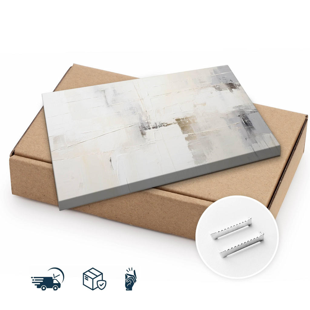 Thumbnail - Muralo Leinwandbild, Beige, Braun, Schwarz, Weiß, Textil, Kiefer, Abstrakt, Rechteckig, 90x60 cm, einfache und schnelle ...