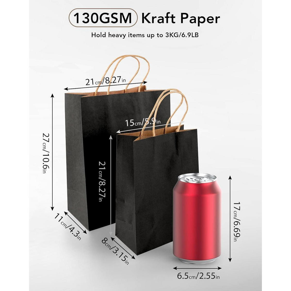 GESCHENKTÜTEN 40 Stück Schwarz 21 x 15 x 8 cm - Schwarz, Papier (21/11/27cm)