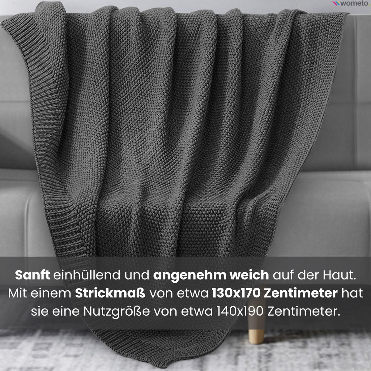 STRICKDECKE dunkelgrau 140/190 cm - Dunkelgrau, Textil (140/190cm) - wometo