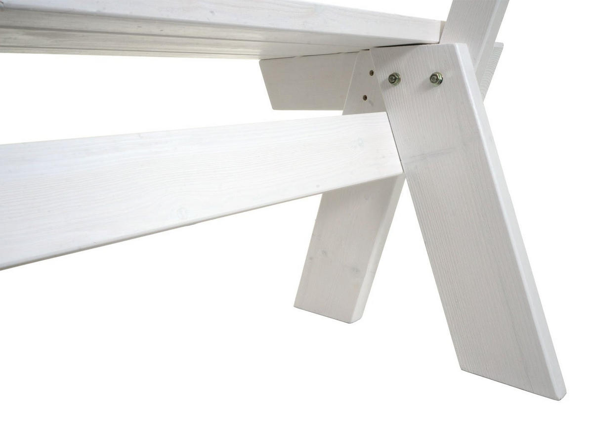 GARTENBANK 86x148x54cm Sitzhöhe 45cm Massiv-Holz 148cm Weiß - Weiß, Holz (148/86/54cm) - PROREGAL