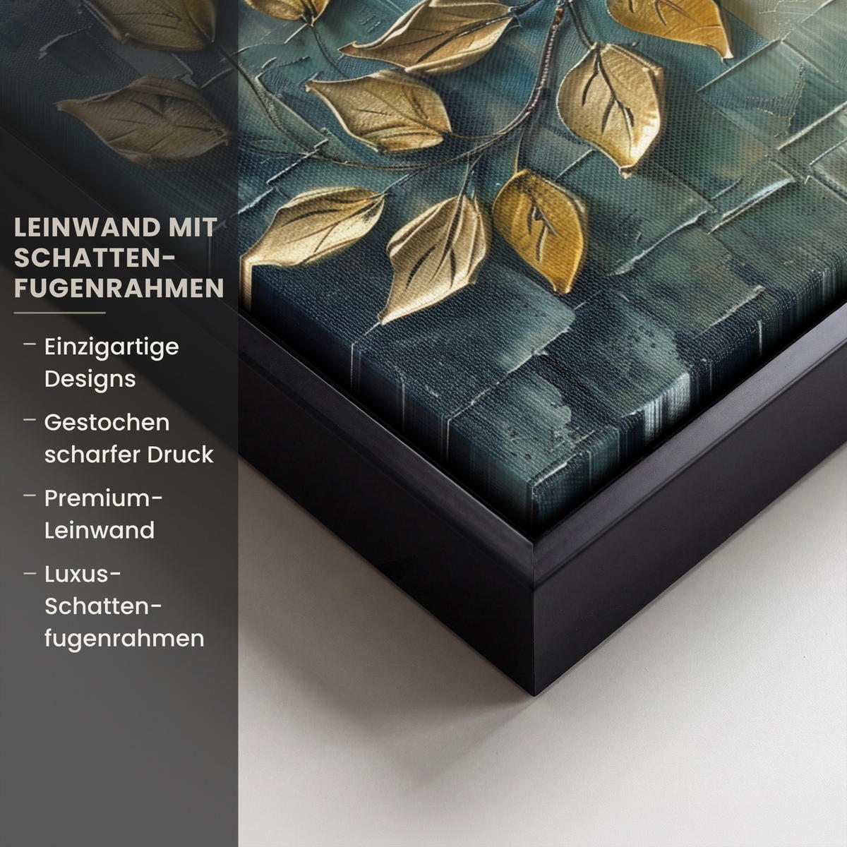 LEINWAND Bilder mit Rahmen - Baum - Abstrakt - Natur - Kunst - 30x20 - Goldfarben, Textil (30/20cm) - MuchoWow