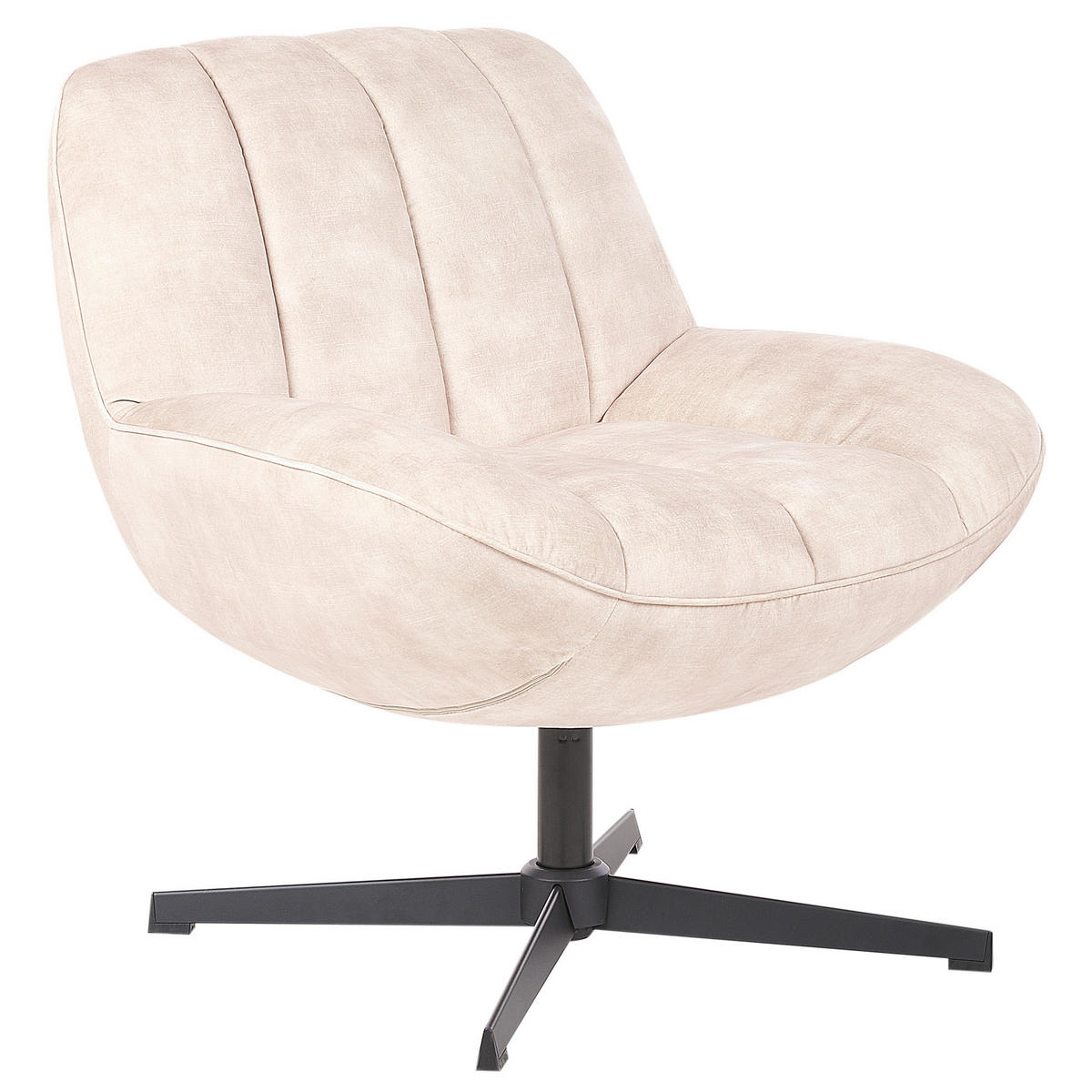 STUHL mit Fußhocker Beige Lia - Beige/Schwarz, Textil (71/79/80cm) - Beliani