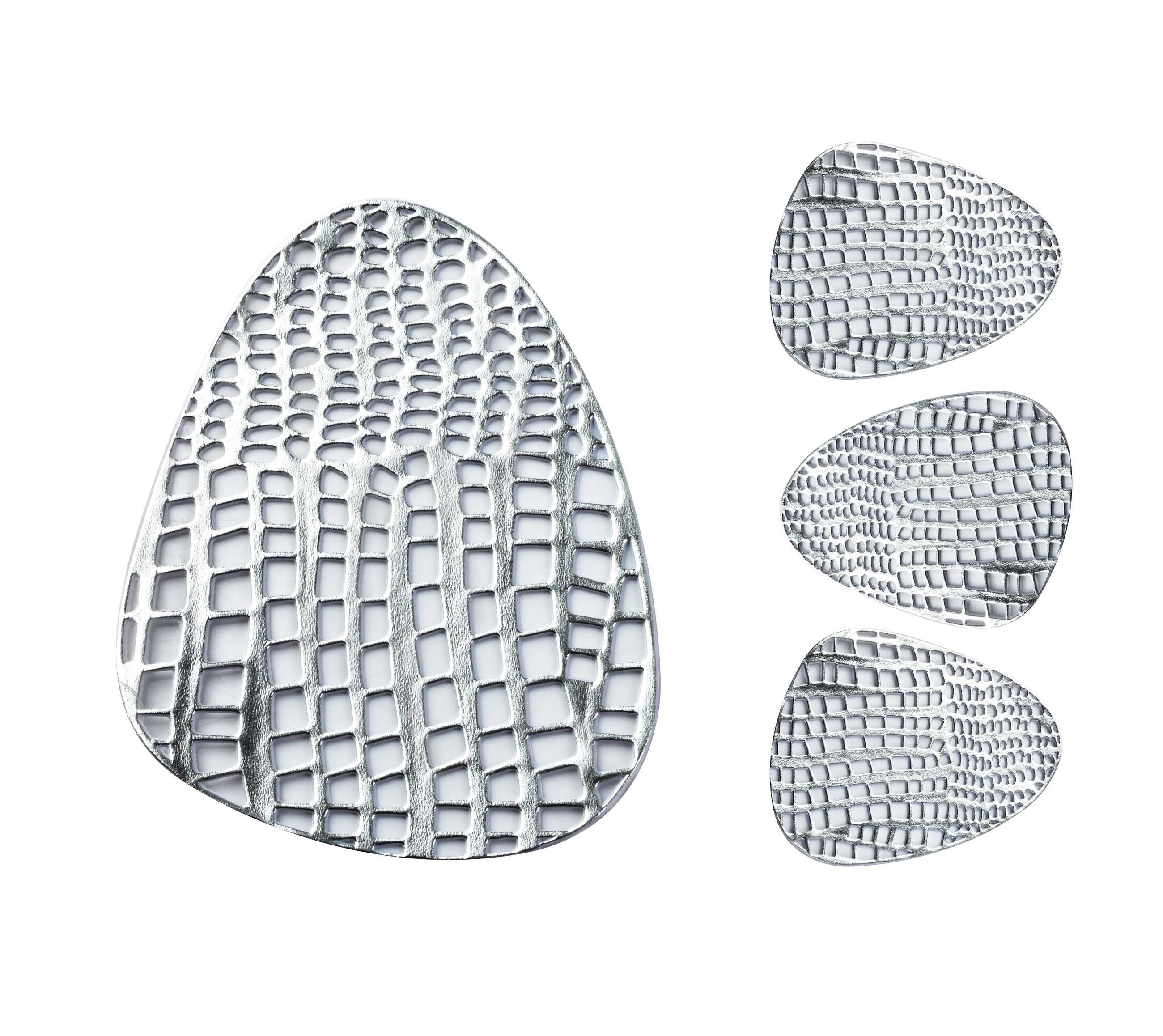 GLASUNTERSETZER Leila Silber 13/11.5/1 cm Kunstoff - Silberfarben, Kunststoff (11.5/13cm) - Mondex