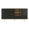 SIDEBOARD Harmoni, Schwarz, Eiche, Goldene Details - Goldfarben/Schwarz, Holzwerkstoff/Metall (160/83/45cm) - Skandica