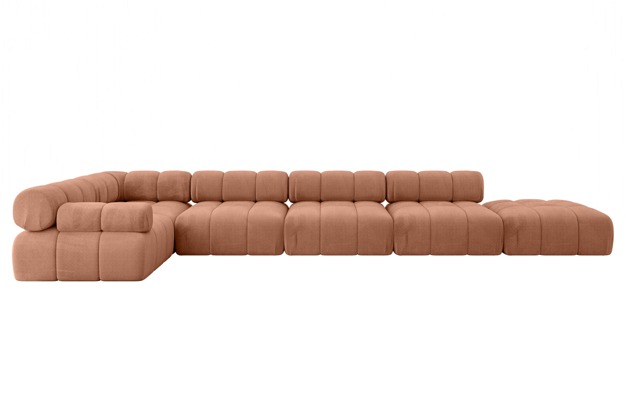 ECKSOFA modulares Sofa Felto-L3 - 475x190x70 cm Apricot Velours - Koralle, Holzwerkstoff/Textil (475/190cm) - ALTDECOR