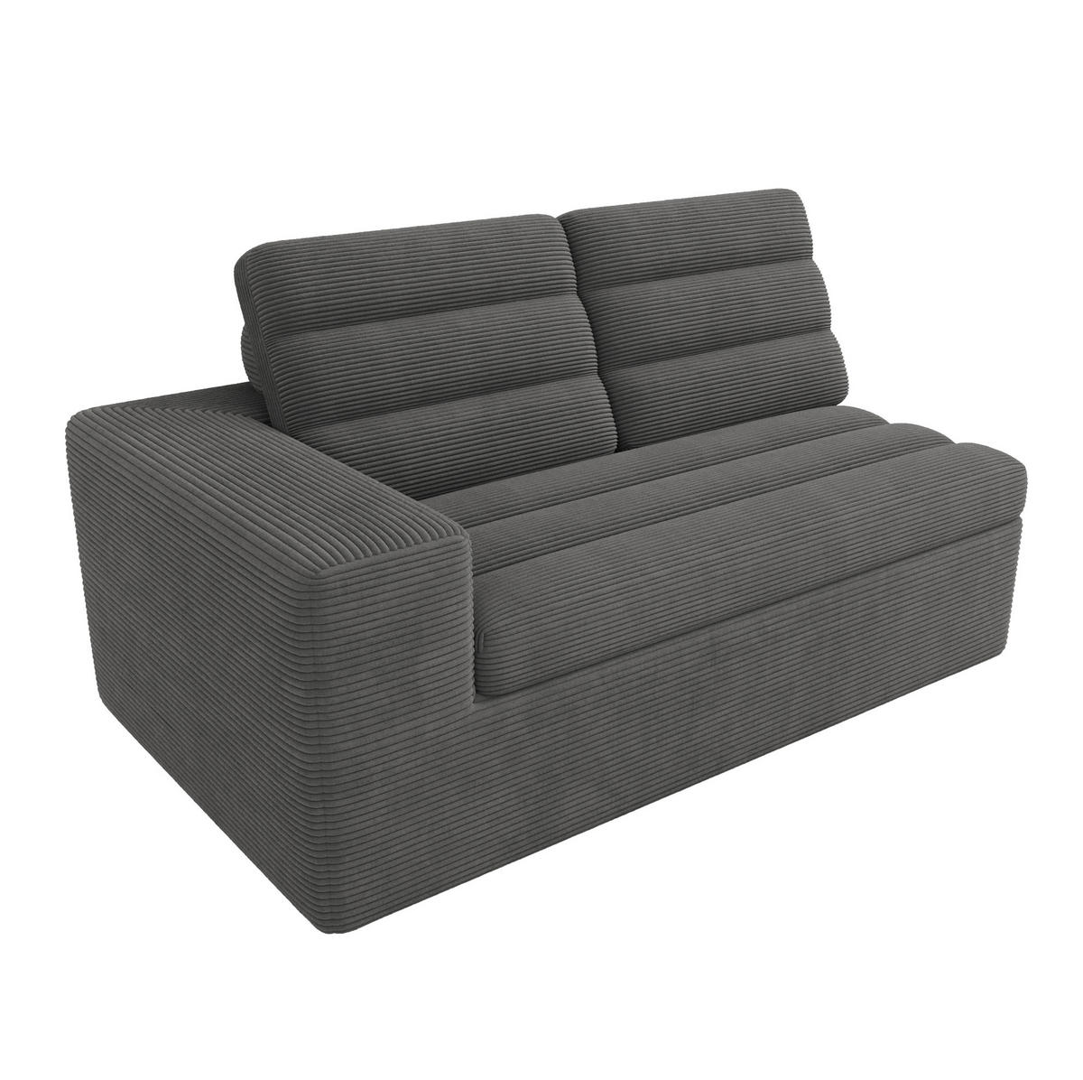 SOFA modular 253x161 cm Cord Dark Grey mit Hocker - Dunkelgrau, Kunststoff (161/253cm) - Meubliv
