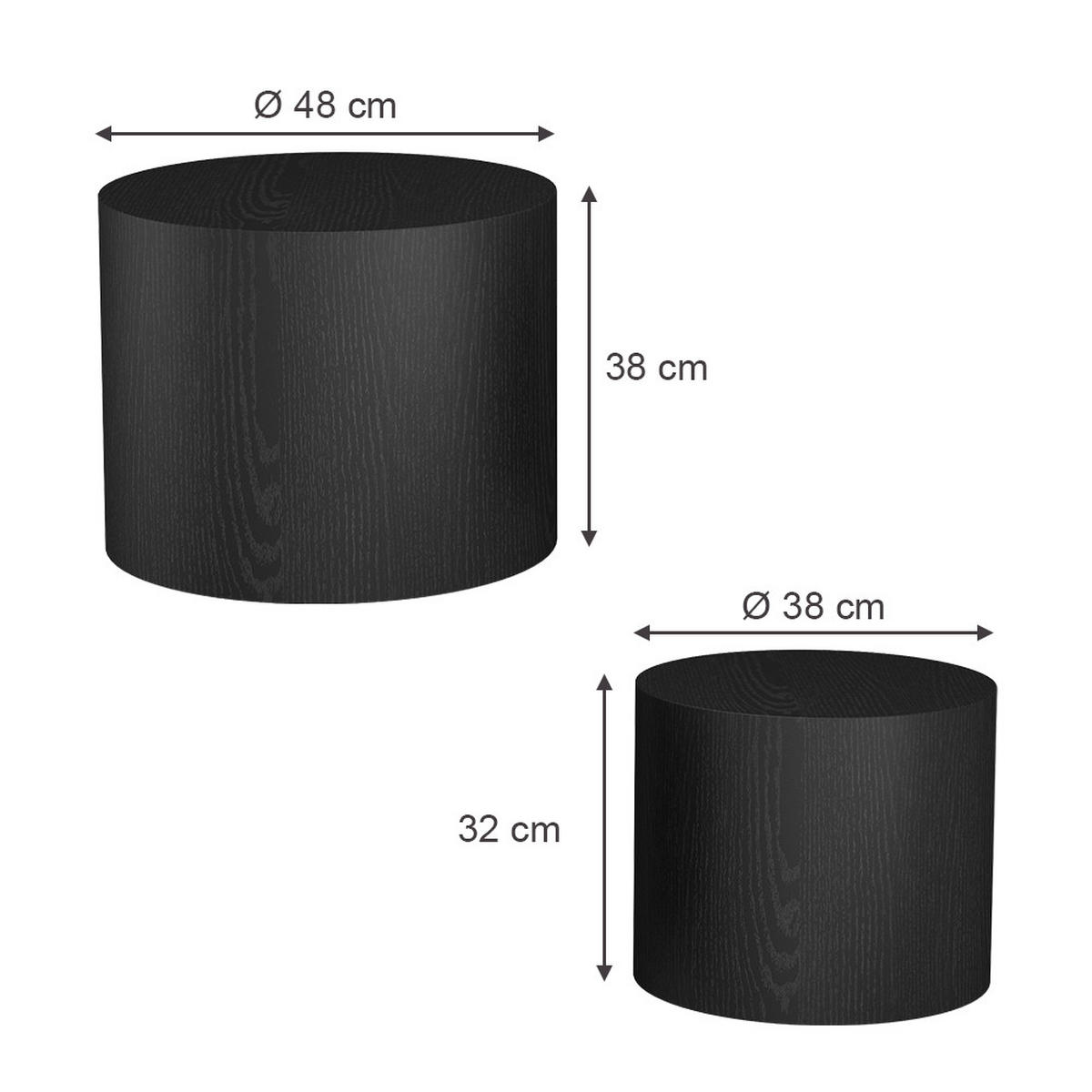 COUCHTISCH-SET Giva Schwarz 48 x 48 cm - Schwarz, Holzwerkstoff (48/48/38cm) - Vicco