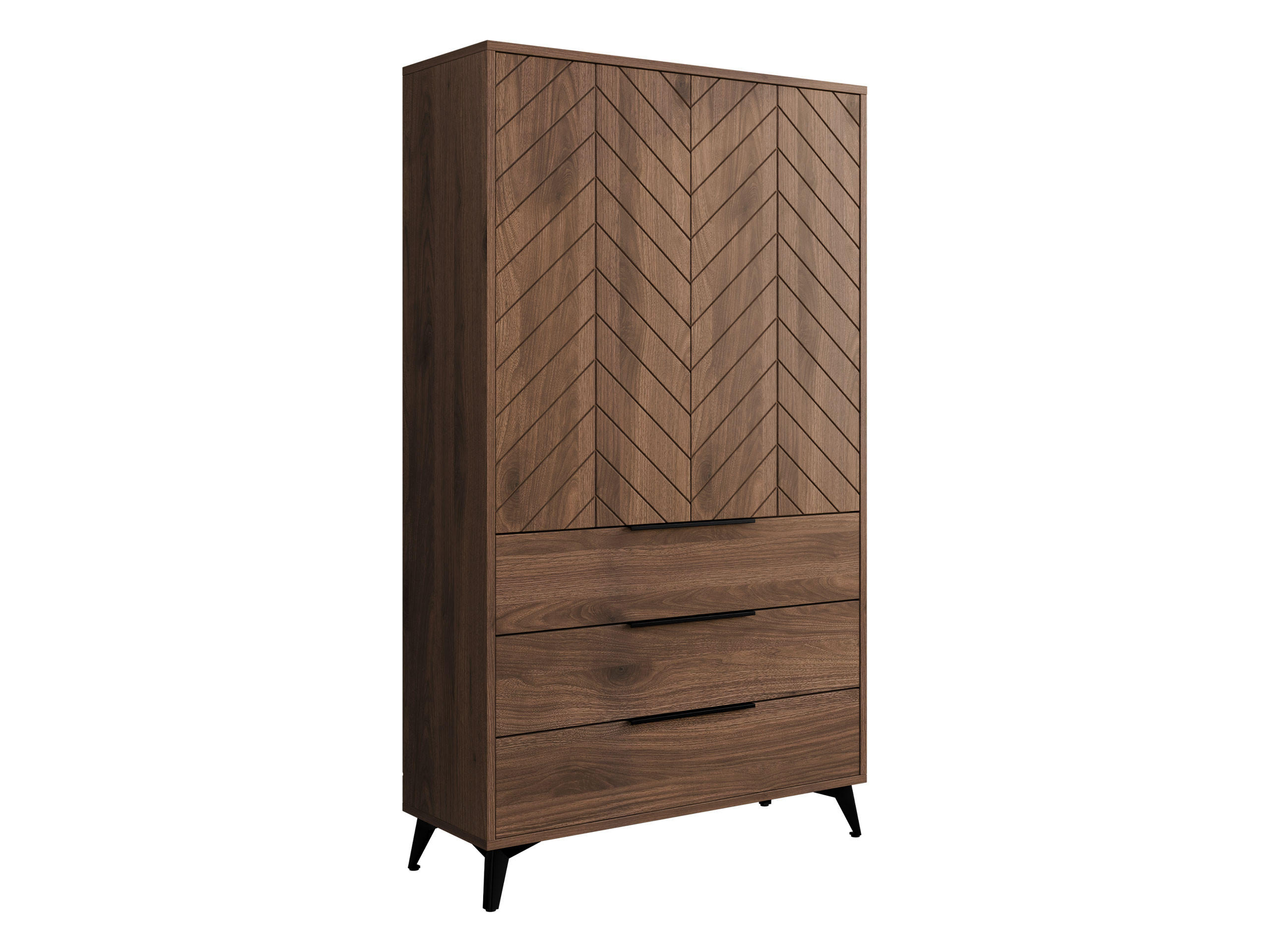 KLEIDERSCHRANK Xylix Bis 2D3SZ - Nussbaumfarben/Schwarz, Holzwerkstoff/Metall (104/180/40cm) - MIRJAN24