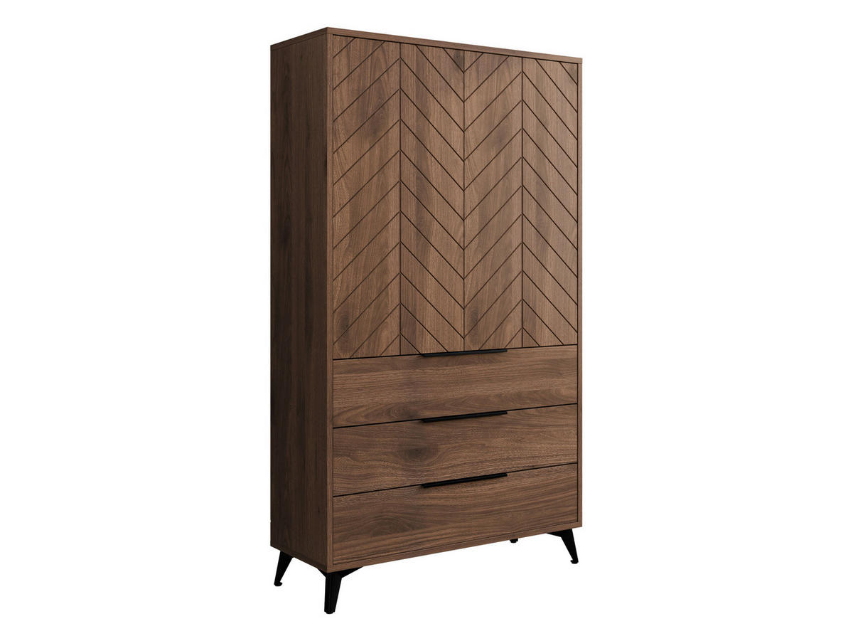 KLEIDERSCHRANK Xylix Bis 2D3SZ - Nussbaumfarben/Schwarz, Holzwerkstoff/Metall (104/180/40cm) - MIRJAN24