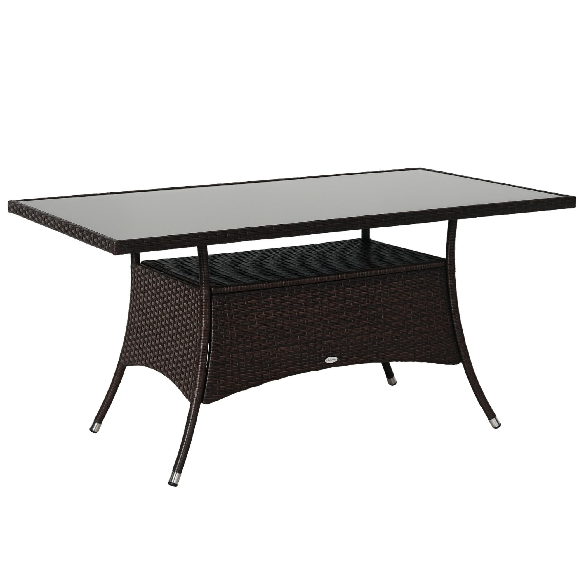 GARTENTISCH DE-06656 mit Sicherheitsglas, Polyrattan, wetterfest Braun/Schwarz - Schwarz/Braun, Glas/Kunststoff (150/85/74cm) - ComfortXL