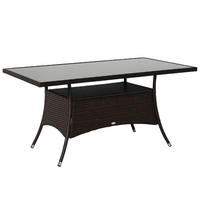 GARTENTISCH DE-06656 mit Sicherheitsglas, Polyrattan, wetterfest Braun/Schwarz - Schwarz/Braun, Glas/Kunststoff (150/85/74cm) - ComfortXL