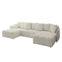 WOHNLANDSCHAFT LONLI-U 355x189x68 Creme Cord - Ecru/Creme, Holzwerkstoff/Kunststoff (355/68/189cm) - ALTDECOR