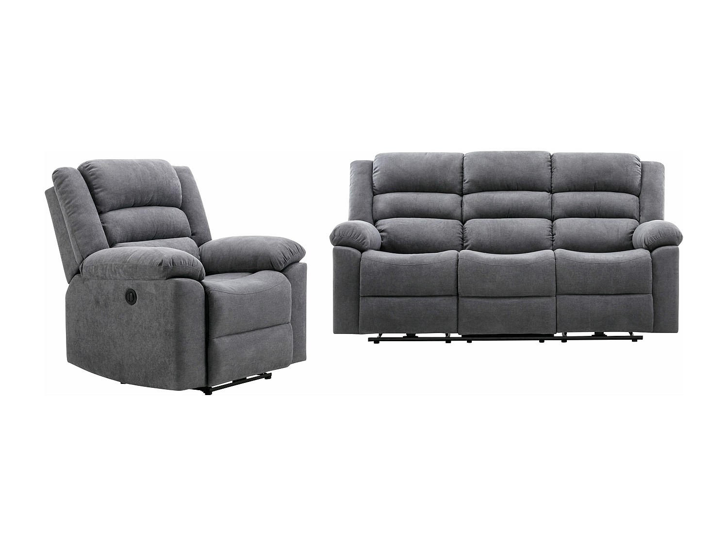 COUCHGARNITUR mit Sessel - 4 Personen - stoff - grau Burolo - Grau, Kunststoff/Textil (92/103/95cm) - Vente-Unique