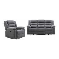 COUCHGARNITUR mit Sessel - 4 Personen - stoff - grau Burolo - Grau, Textil (92/103/95cm) - Vente-Unique
