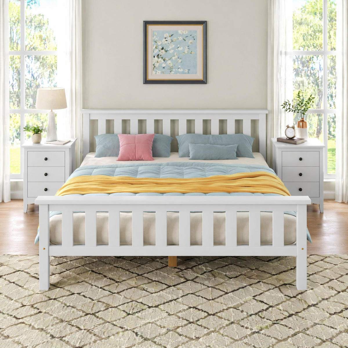JUGENDBETT 140/200 mit Stauraum, Lattenrost und Kiefer-MDF in Weiß - Weiß, Holzwerkstoff (140/200cm) - EVRYAE
